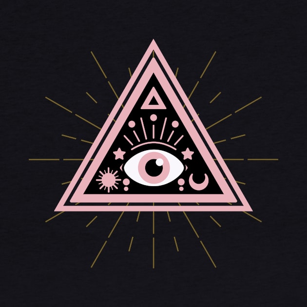 All Seeing eye black pink by Just In Tee Shirts